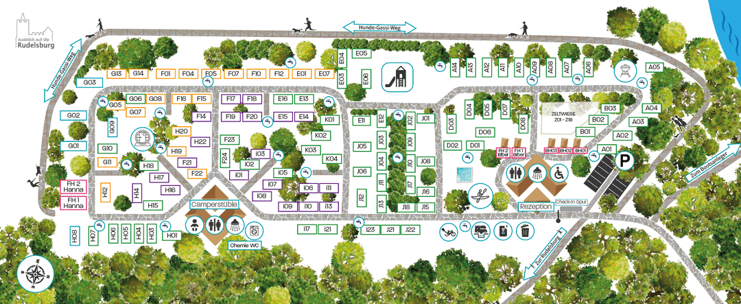 Lageplan des Campingplatzes
